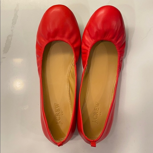 J. Crew Factory Anya Leather Ballet Flats - Red - Picture 2 of 10